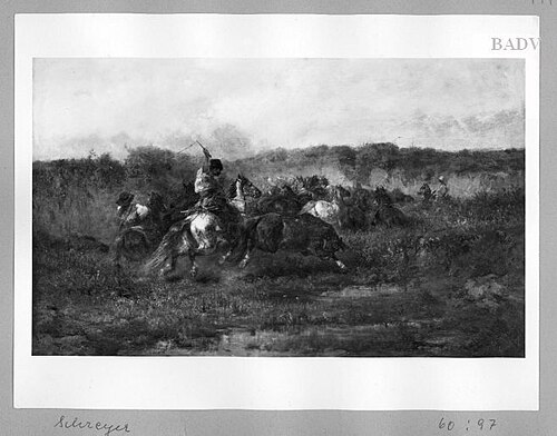 Hungarian landscape with a herd of horses, 1857, Adolf Schreyer