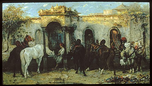 Arabs in Egypt, Sunrise, 1867, Adolf Schreyer