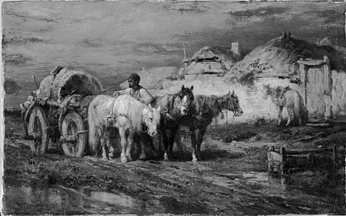 Peasants and Horses, 1860, Adolf Schreyer