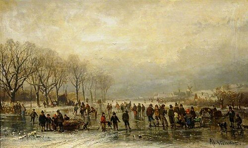 A Frozen River Scene, 1882, Adolf von Stademann