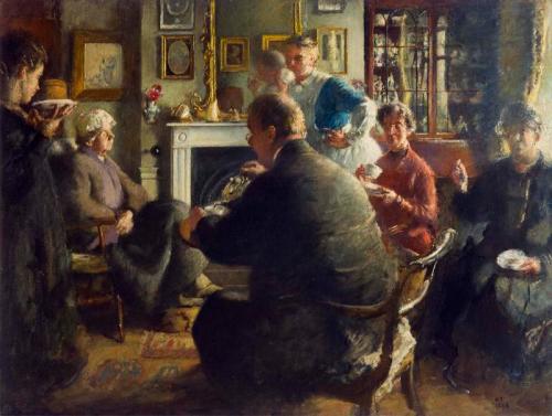 Mrs Raynes' Tea Party, 1928, Henry Tonks
