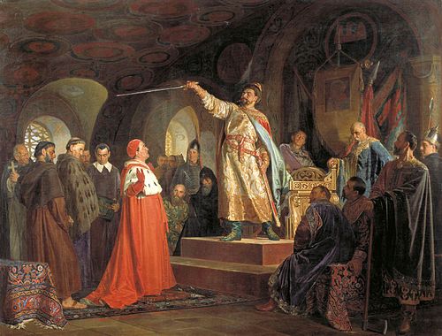 Раман Галіцкі прымае паслоў Папы Інакенція III, 1875, Nikolaï Névrev