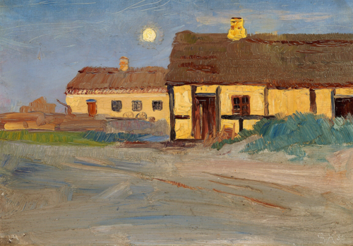 Christoffer's house in Skagen. Moonlight. Midsummer eve, 1885, Peder Severin Krøyer