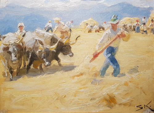 Thrashing in Abruzzo. Study., 1890, Peder Severin Krøyer