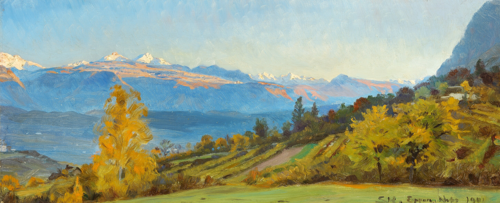 Autumn landscape. View from Castle St. Valentin in Tyrol., 1901, Peder Severin Krøyer