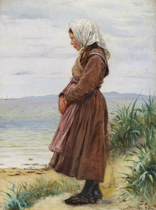 A girl on the beach,. Hornbæk., 1873, Peder Severin Krøyer