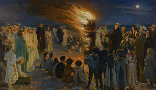 Midsummer Eve Bonfire on Skagen Beach, 1906, Peder Severin Krøyer