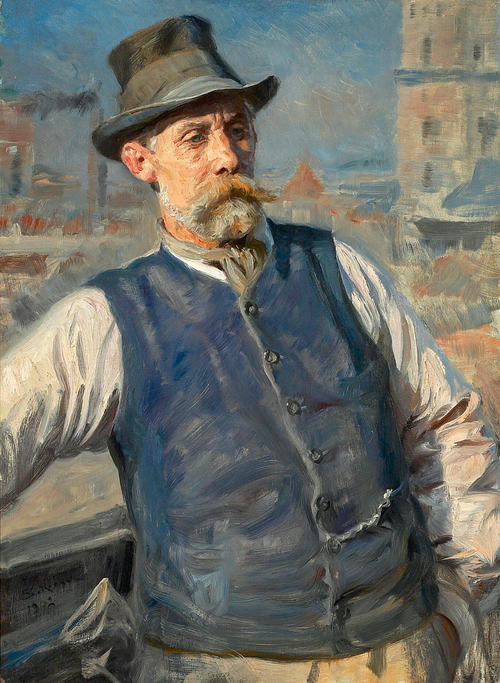 A portrait of the chairman of bricklayers Heinrich Krone., 1902, Peder Severin Krøyer