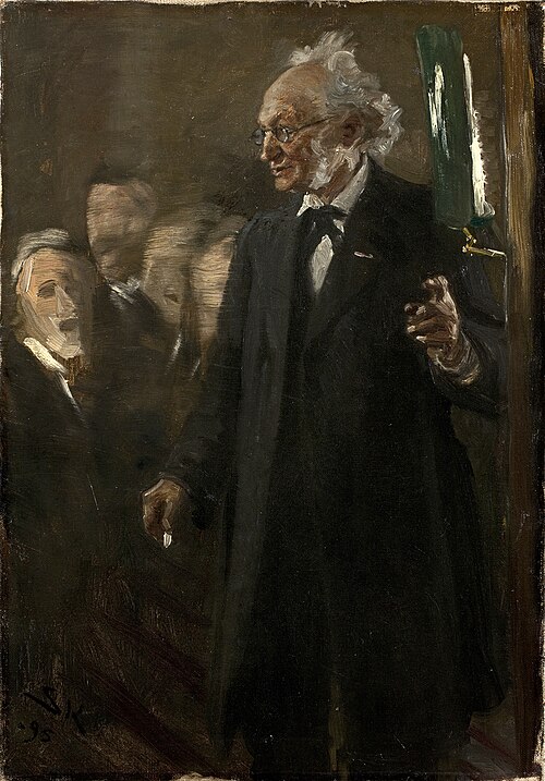 Professor i zoologi, Japetus Steenstrup holder foredrag, 1895, Peder Severin Krøyer