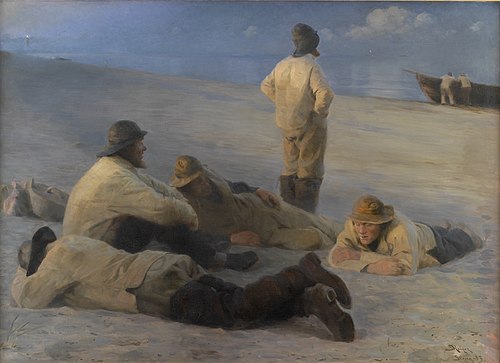 Fishermen at Skagen Beach, 1883, Peder Severin Krøyer
