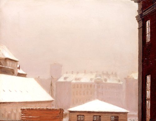 Copenhagen:  Roofs Under the Snow, 1885, Peder Severin Krøyer