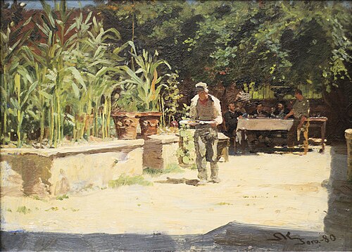 The Garden at Albergo del Liri in Sora. the Abruzzi, 1880, Peder Severin Krøyer