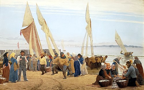 Morning at Hornbæk. The fishermen returning, 1875, Peder Severin Krøyer