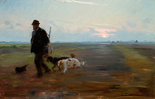 Michael Ancher returning from a hunt, 1886, Peder Severin Krøyer