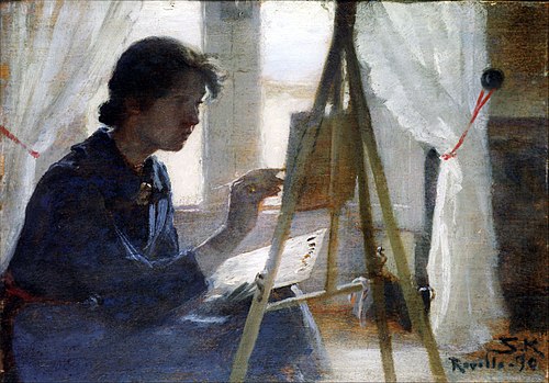 Marie Kroyer paints in Ravello, 1890, Peder Severin Krøyer
