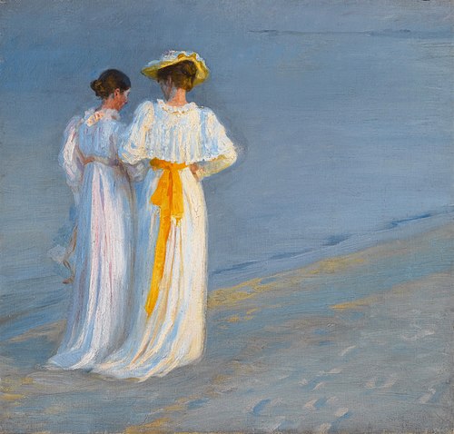 Anna Ancher and Marie Krøyer on the beach at Skagen, 1893, Peder Severin Krøyer