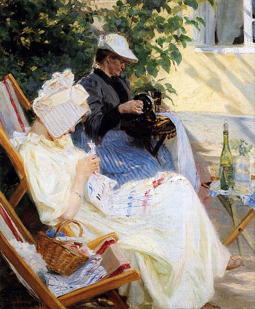 Two ladies in the garden. Marie Krøyer and her mother. Skagen, 1891, Peder Severin Krøyer