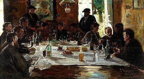 Artists' lunch. Cernay-la-Ville, 1879, Peder Severin Krøyer