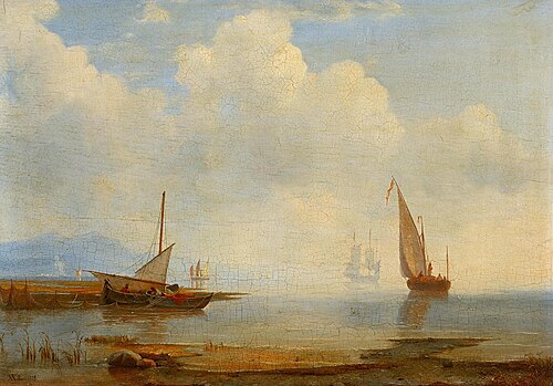 Schiffe vor südlicher Landschaft, 1839, Adolf Vollmer