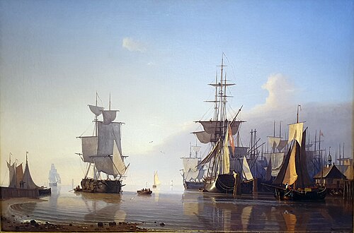 Navy with sailing ships, 1835, Adolf Vollmer