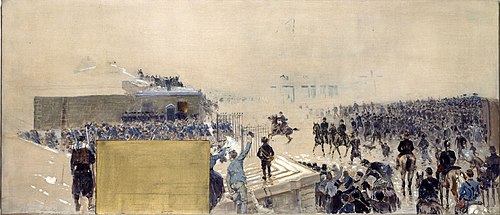 Esquisse pour le cabinet du préfet à l'Hôtel de Ville de Paris : La sortie, 1889, Adolphe Gustave Binet
