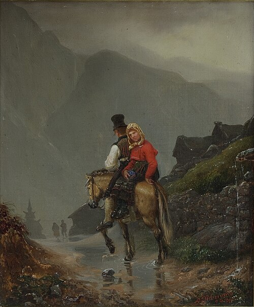 Farmer and Wife riding to Church, 1846, Adolph Tidemand