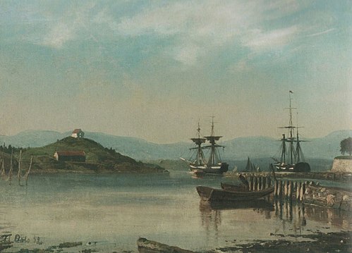 Utsigt i Christiania Omegn, 1852, Adolph Tidemand