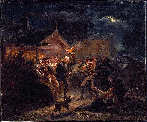 Fight at a Norwegian country Wedding, 1855, Adolph Tidemand