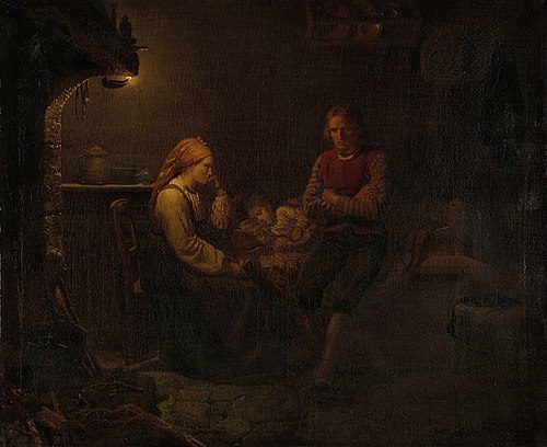 The ill child, 1851, Adolph Tidemand