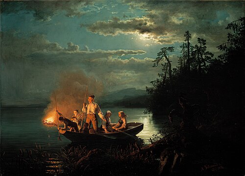 Fishing with a harpoon, 1851, Adolph Tidemand