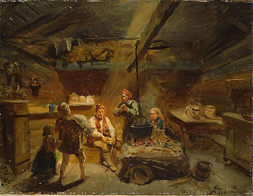 A Boy bringing Home a sick Lamb, 1864, Adolph Tidemand