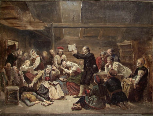 Fanatics. Sketch, 1865, Adolph Tidemand