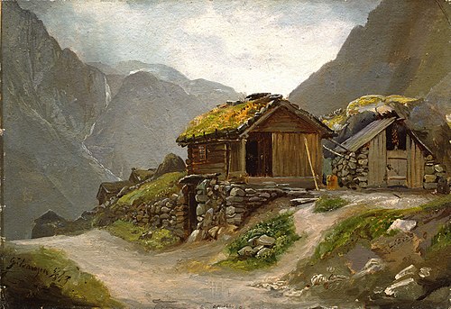 View from Gudvangen, 1843, Adolph Tidemand