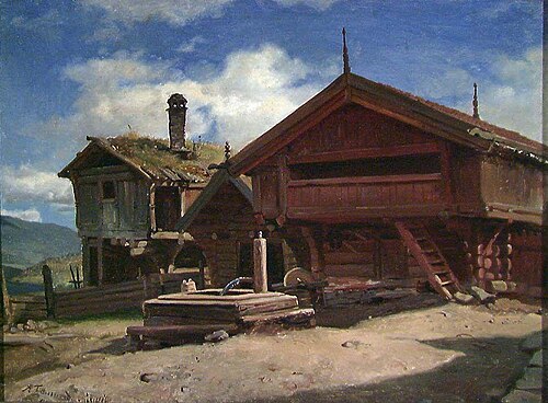 The Farm Gulsvik in Hallingdal, 1848, Adolph Tidemand
