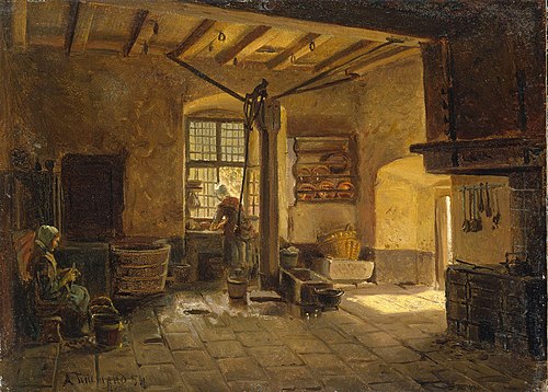 Kitchen Interior, 1854, Adolph Tidemand