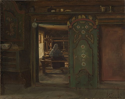Woman at the Loom, Gulsvik, 1874, Adolph Tidemand