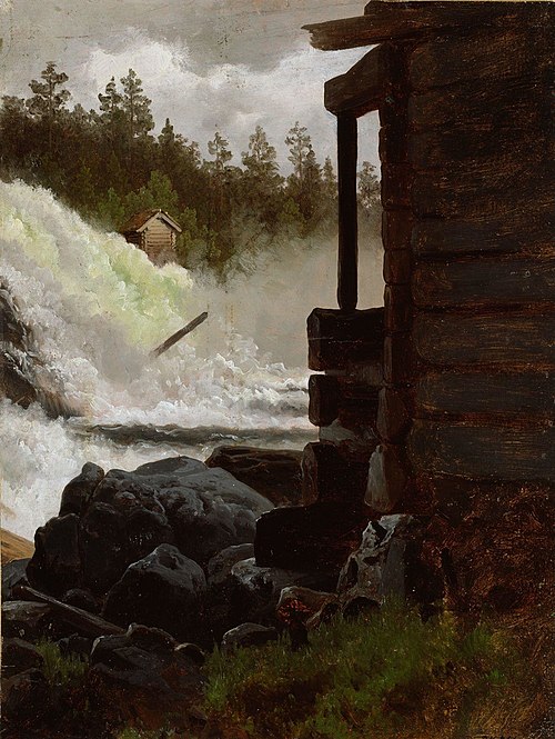 A Waterfall, 1845, Adolph Tidemand