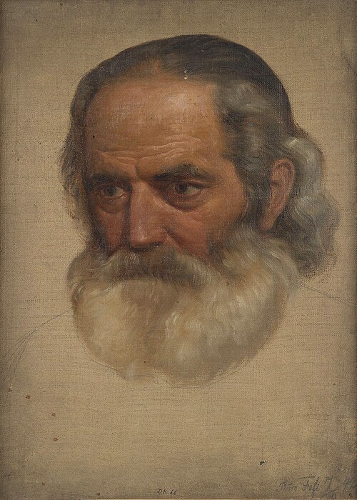 Studiehode, gammel mann, 1842, Adolph Tidemand