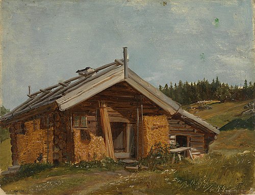 Farmhouse at Bolkesjø, 1844, Adolph Tidemand