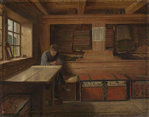 Old Storeroom in Vikøy, 1867, Adolph Tidemand