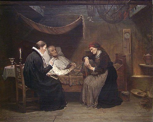 At the Death Bed, 1860, Adolph Tidemand