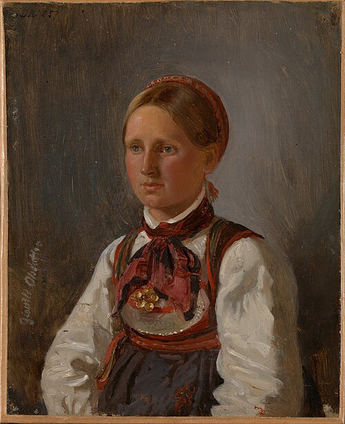 Portrait of Gunild Olsdatter from Tinn, 1848, Adolph Tidemand