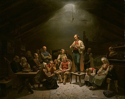 Low Church Devotion, 1848, Adolph Tidemand
