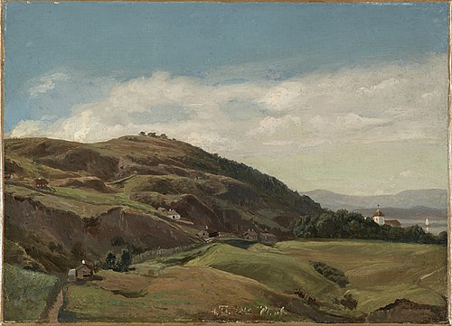 Ekeberg og Oslo kirke, 1852, Adolph Tidemand