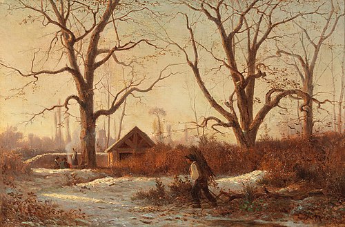 Winter Landscape with Brushwood Gatherer, 1854, Adolphe Appian