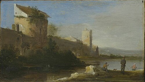 Italienische Landschaft mit Stadtbefestigung, 1632, Carel Cornelisz. de Hooch