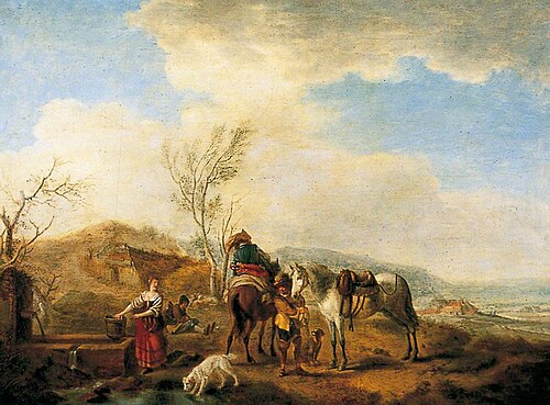 Horsemen at the Well, , Carel Van Falens