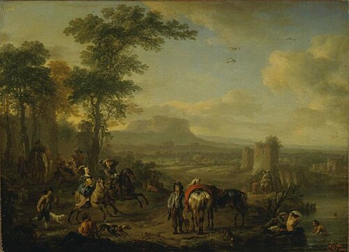 Falcon hunt, 1720, Carel Van Falens