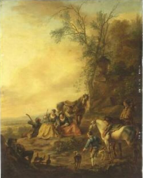 Hunting party, 1725, Carel Van Falens