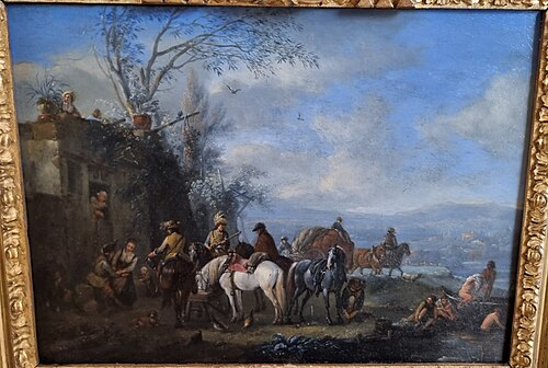 Départ pour la chasse à l'oiseau, , Carel van Falens